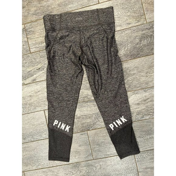 Victoria Secret PINK Small Ultimate Leggings Cropped Crop Gray Yoga Pants Active - Picture 1 of 7